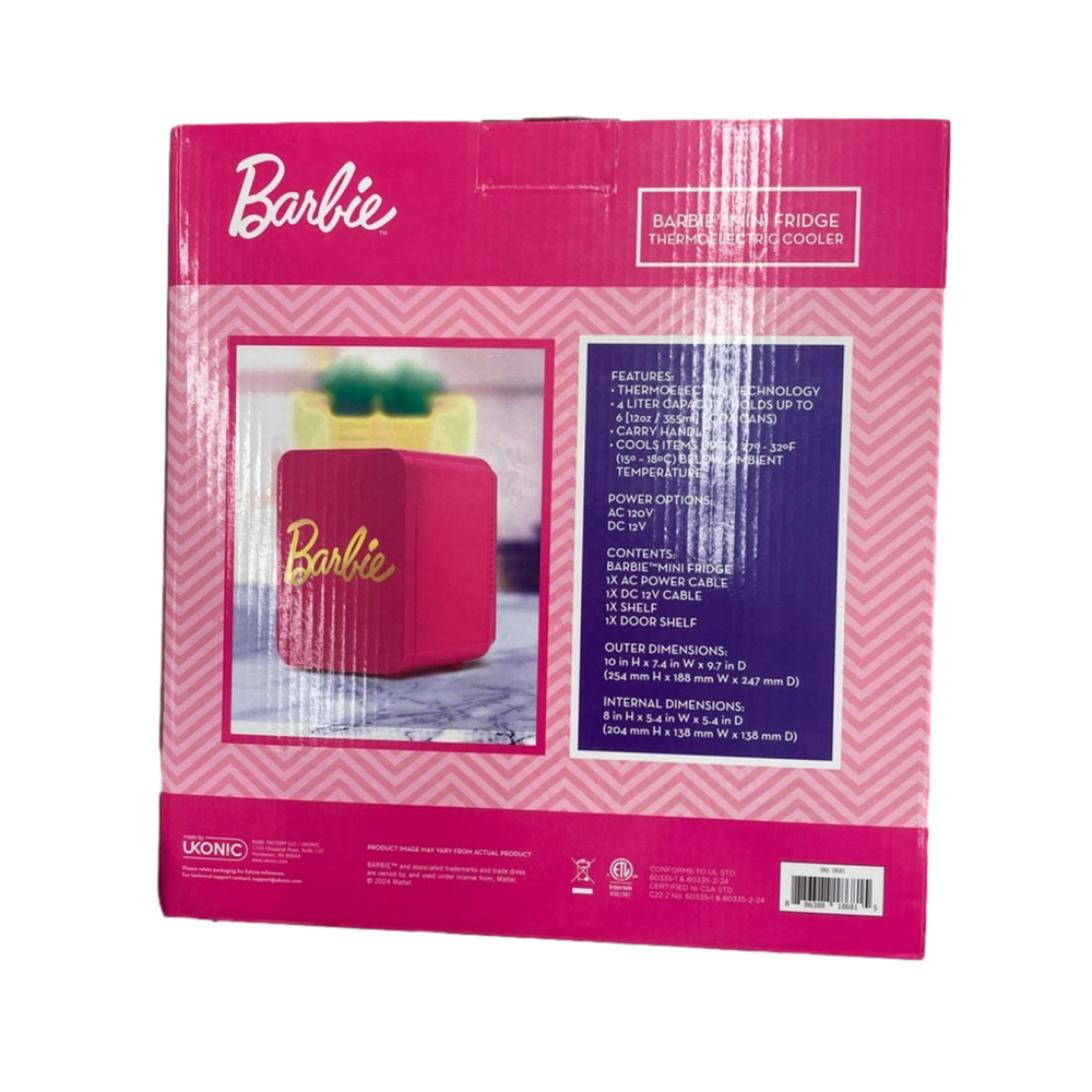 Barbie Mini Fridge Pink Cooler - Picture 3 of 4